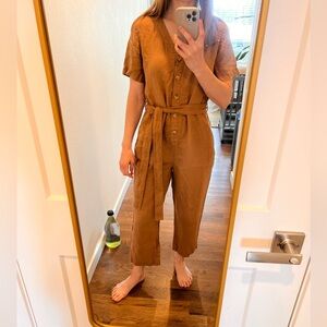Everlane Tan Button-Up Jumpsuit